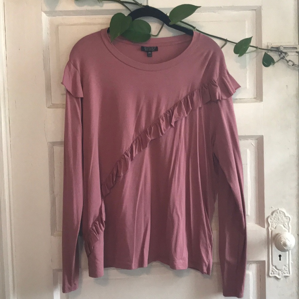 TOPSHOP Long Sleeve Ruffle Tee